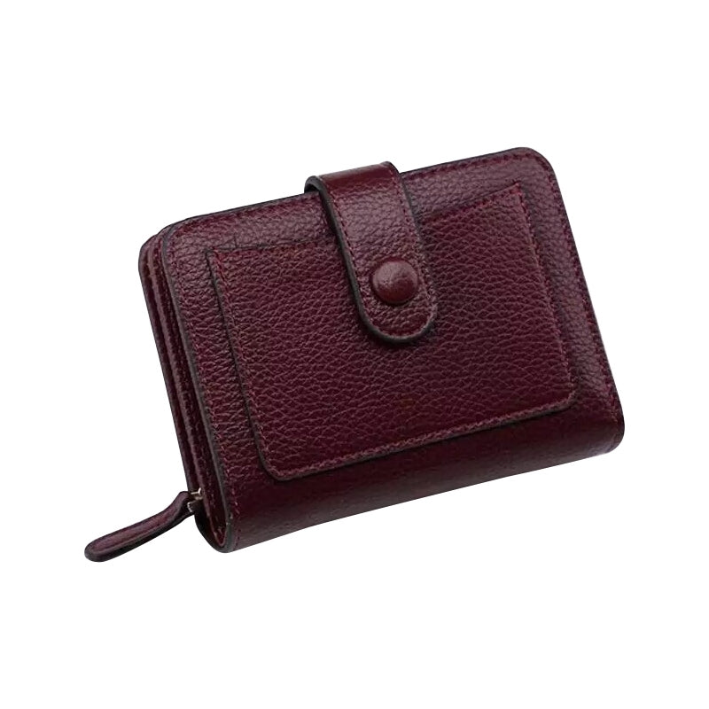 ELECTROPRIME Women Short Litchi Texture Multi-card Buckle Wallet(Purple)