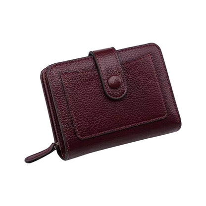 ELECTROPRIME Women Short Litchi Texture Multi-card Buckle Wallet(Purple)