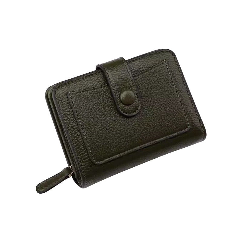 ELECTROPRIME Women Short Litchi Texture Multi-card Buckle Wallet(Green)