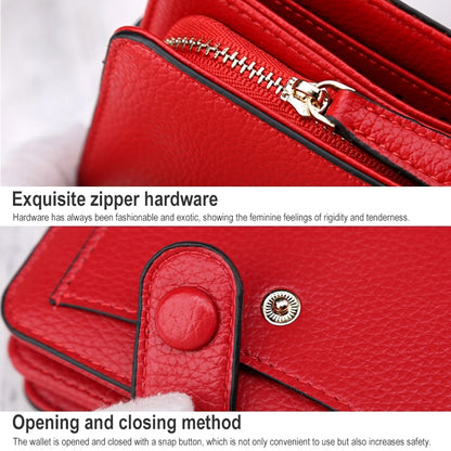 ELECTROPRIME Women Short Litchi Texture Multi-card Buckle Wallet(Green)