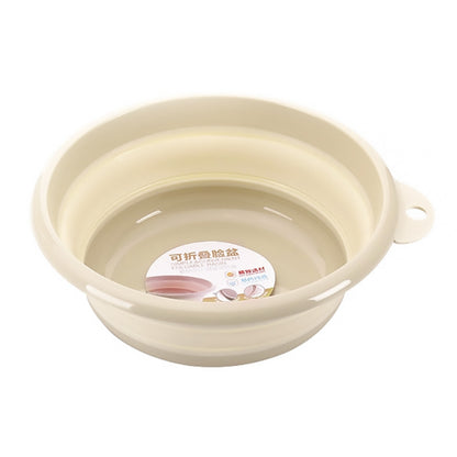 ELECTROPRIME Folding Washbasin Outdoor Travel Portable Washtub, Size:9x25cm(Beige)