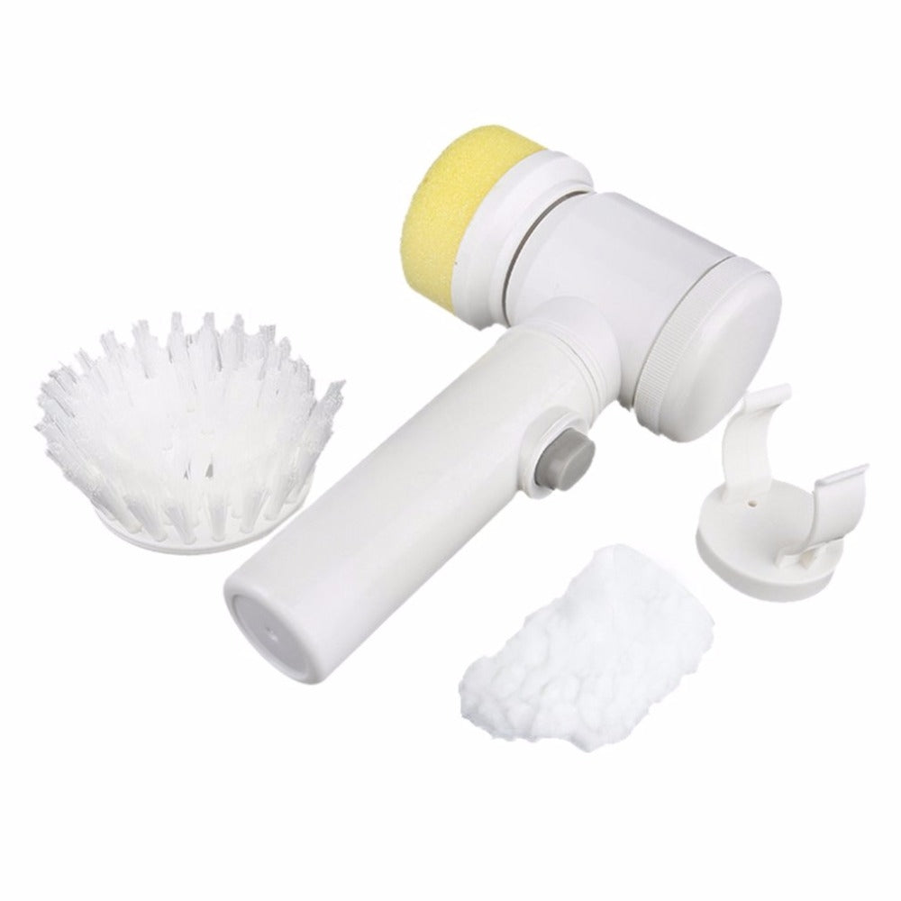 ELECTROPRIME 5 in 1 Multifunctional Electric Household Magic Brush ABS Nylon Kitchen Bathtub Cleaning Window Brush Cleaner(White)