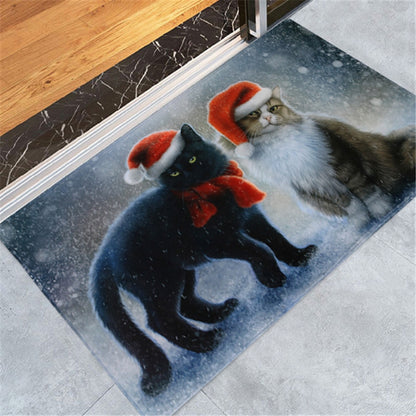 ELECTROPRIME Christmas Pattern Household Non-slip Floor Mats for Home Decoration, Size:60x90cm(Christmas Cat)