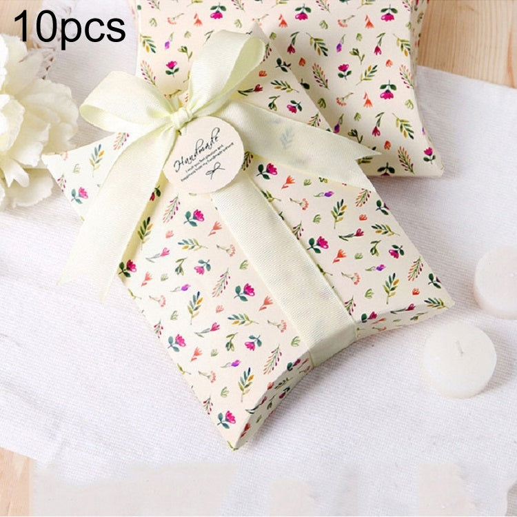 ELECTROPRIME 10 PCS Floral Candy Box Cookie Folding Box(Beige Floral)