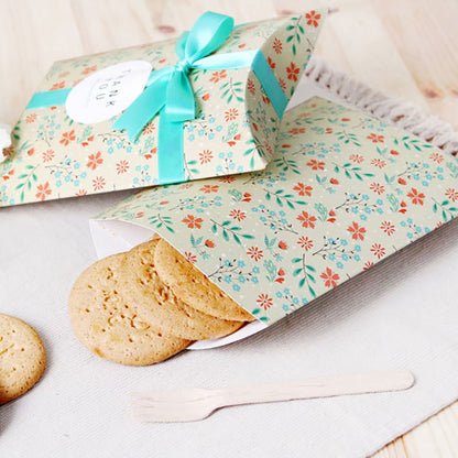 ELECTROPRIME 10 PCS Floral Candy Box Cookie Folding Box(Beige Floral)