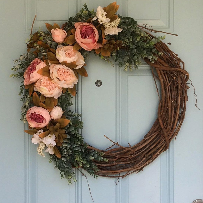 ELECTROPRIME 2 PCS Tree Vine Christmas Wreath DIY Rattan Garden Decoration Rattan Window Decoration, Size:25CM