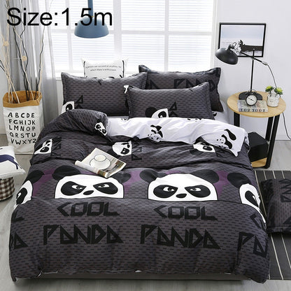 ELECTROPRIME 4 PCS/Set Bedding Set Happy Family Pattern Duvet Cover Flat Sheet Pillowcase Set, Size:1.5M(Panda Babe)