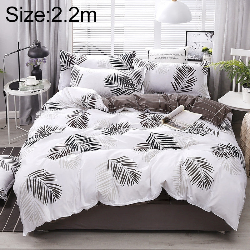 ELECTROPRIME 4 PCS/Set Bedding Set Happy Family Pattern Duvet Cover Flat Sheet Pillowcase Set, Size:2.2M(Maple Leaf)