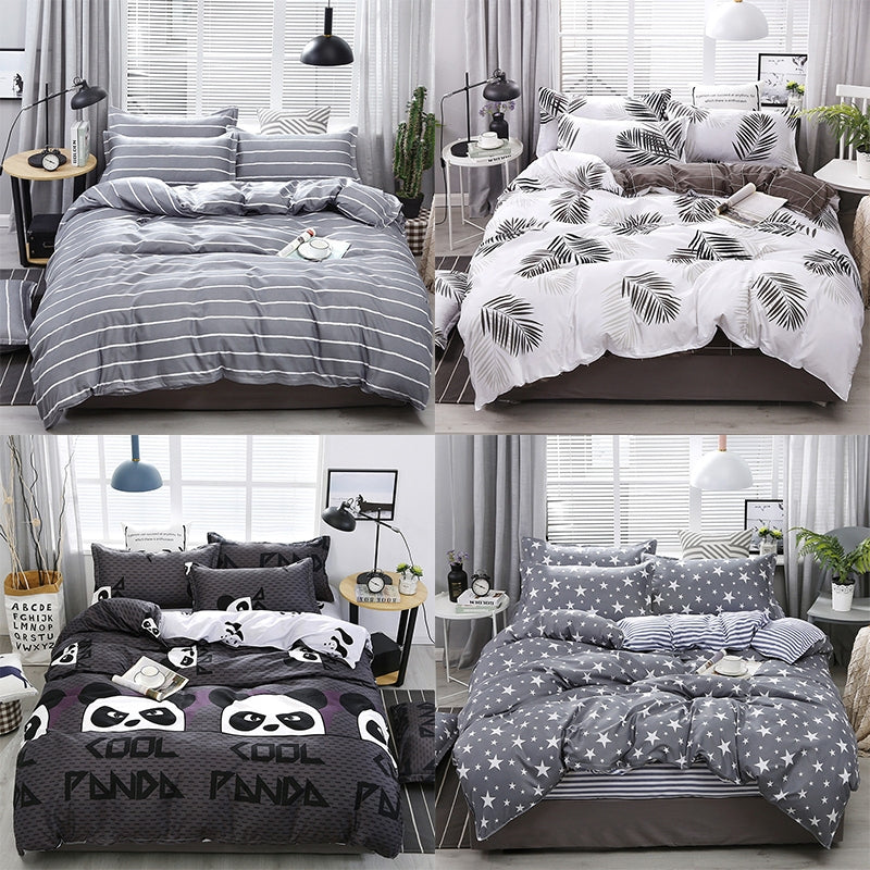 ELECTROPRIME 4 PCS/Set Bedding Set Happy Family Pattern Duvet Cover Flat Sheet Pillowcase Set, Size:2.2M(Panda Babe)