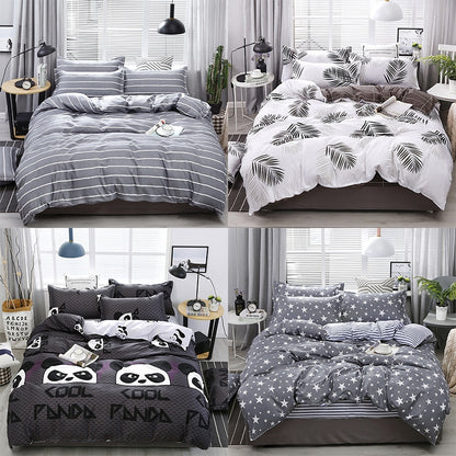 ELECTROPRIME 4 PCS/Set Bedding Set Happy Family Pattern Duvet Cover Flat Sheet Pillowcase Set, Size:2.2M(Panda Babe)