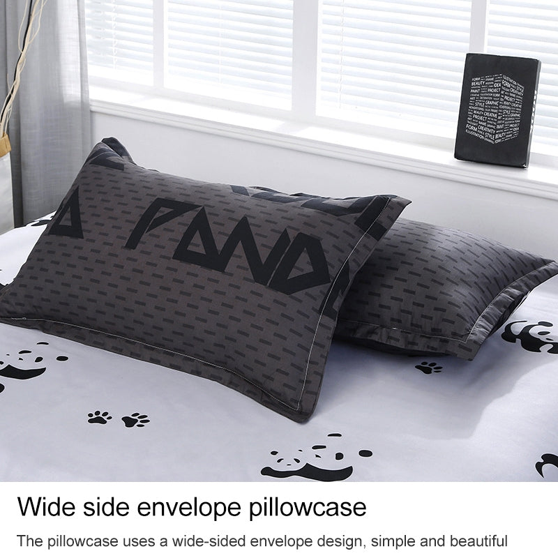 ELECTROPRIME 4 PCS/Set Bedding Set Happy Family Pattern Duvet Cover Flat Sheet Pillowcase Set, Size:2.2M(Panda Babe)