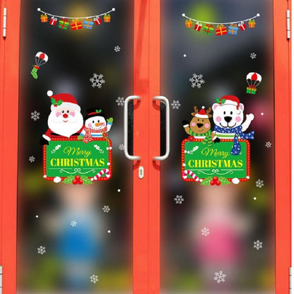 ELECTROPRIME Christmas Wall Stickers Window Glass Festival Wall Stickers Santa Mural New Year Home Decoration(Snowman Elk)