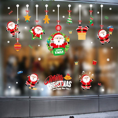 ELECTROPRIME Christmas Wall Stickers Window Glass Festival Wall Stickers Santa Mural New Year Home Decoration(Gift Box Santa)