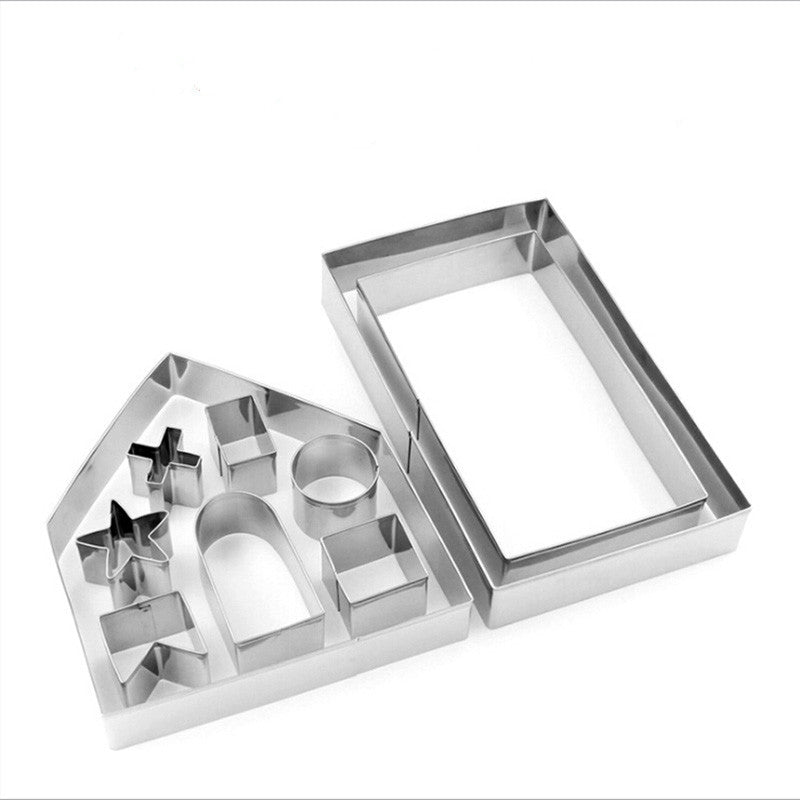 ELECTROPRIME 10 in 1 3D Stainless Steel Biscuit Mold Christmas Gingerbread House Baking Tools
