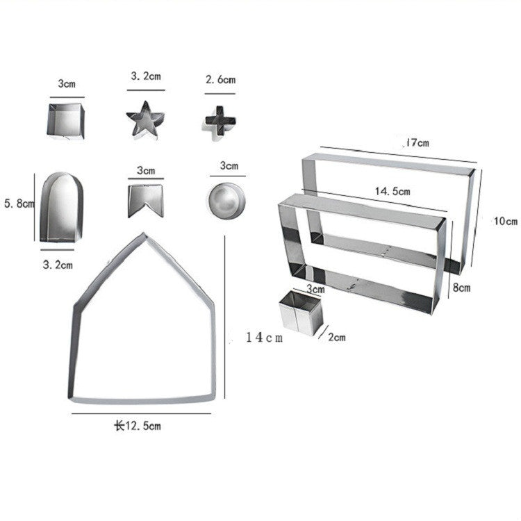 ELECTROPRIME 10 in 1 3D Stainless Steel Biscuit Mold Christmas Gingerbread House Baking Tools