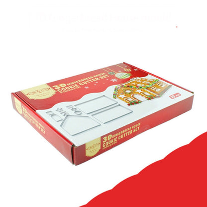 ELECTROPRIME 10 in 1 3D Stainless Steel Biscuit Mold Christmas Gingerbread House Baking Tools