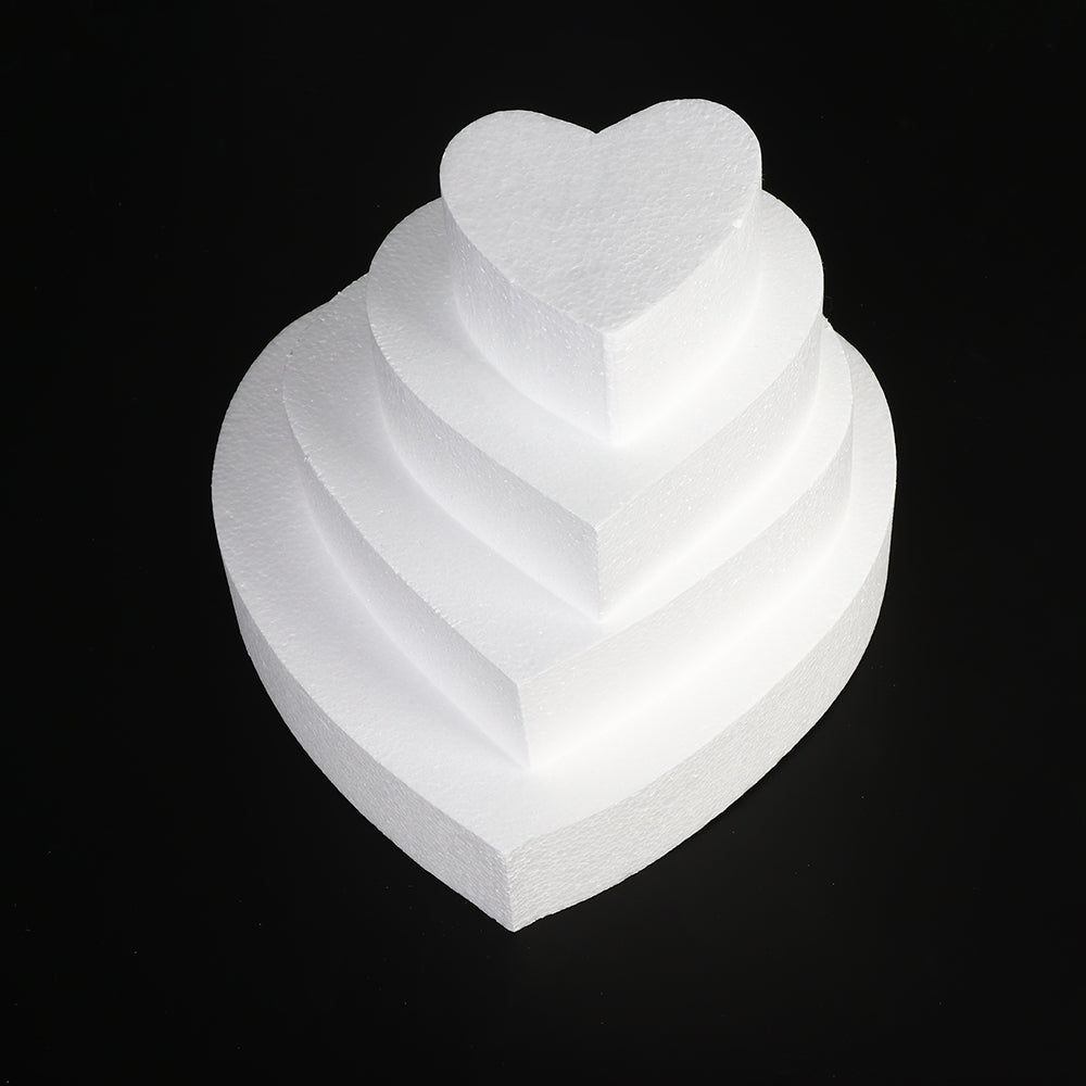 ELECTROPRIME 4 PCS Heart-shaped Prosthesis Foam Baking Fondant Cake Silk Flower Practice Mold, Height:7cm, Size:4 Inches