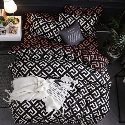 ELECTROPRIME Luxury Bedding Black Marble Pattern Set Sanded Printed Quilt Cover Pillowcase, Size: 135x200cm(Louis)
