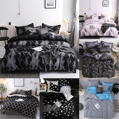 ELECTROPRIME Luxury Bedding Black Marble Pattern Set Sanded Printed Quilt Cover Pillowcase, Size: 135x200cm(Louis)