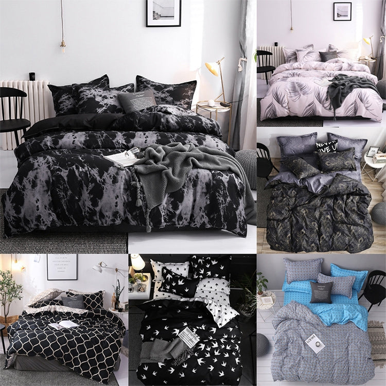 ELECTROPRIME Luxury Bedding Black Marble Pattern Set Sanded Printed Quilt Cover Pillowcase, Size:150x200cm(Ouni)