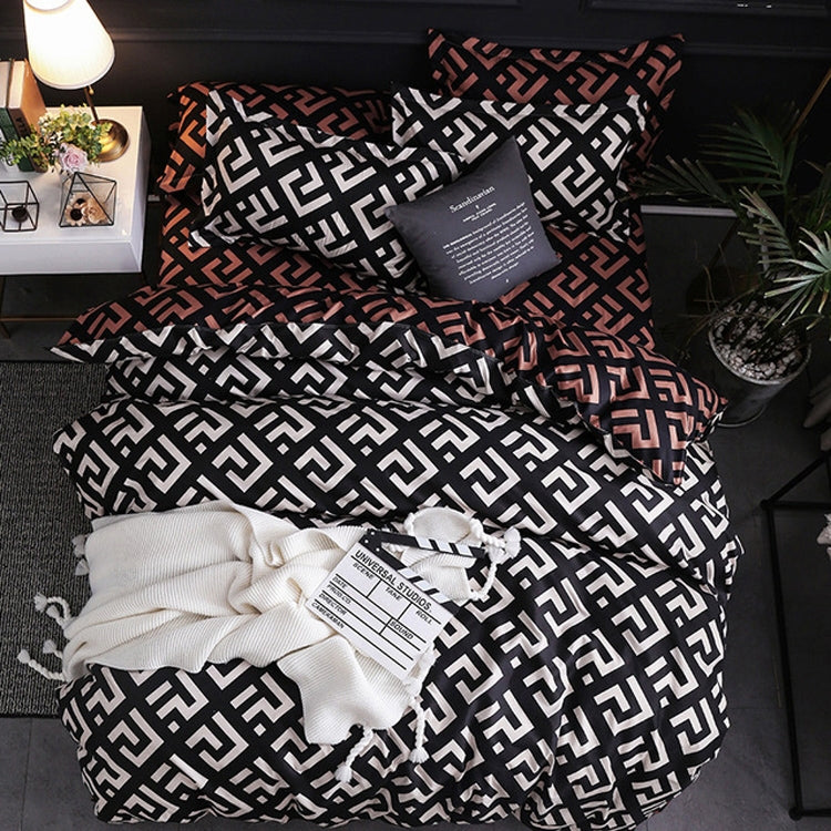 ELECTROPRIME Luxury Bedding Black Marble Pattern Set Sanded Printed Quilt Cover Pillowcase, Size:150x200cm(Louis)