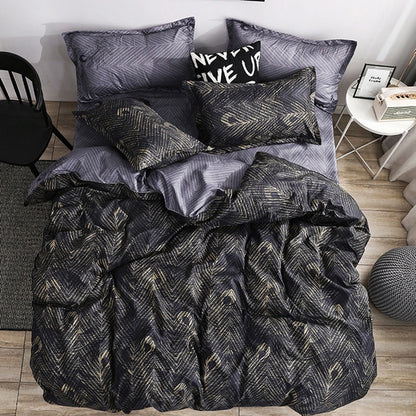 ELECTROPRIME Luxury Bedding Black Marble Pattern Set Sanded Printed Quilt Cover Pillowcase, Size:150x200cm(luxurious)