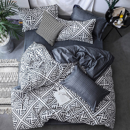 ELECTROPRIME Luxury Bedding Black Marble Pattern Set Sanded Printed Quilt Cover Pillowcase, Size:229x260 cm(Mochi)