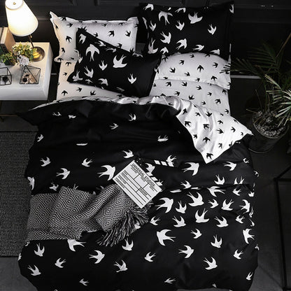 ELECTROPRIME Luxury Bedding Black Marble Pattern Set Sanded Printed Quilt Cover Pillowcase, Size:240x220cm(Goose)