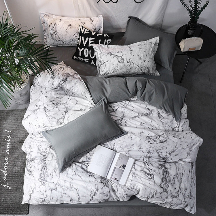 ELECTROPRIME Luxury Bedding Black Marble Pattern Set Sanded Printed Quilt Cover Pillowcase, Size:240x220cm(Colored Glass)