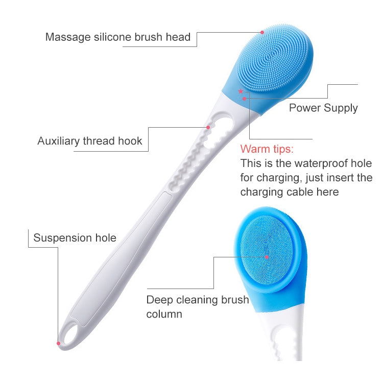 ELECTROPRIME Electric Adjustable Bath SPA Massage Rub Bath Full Automatic Bath Rub Back Rrush Long Handle Bath Brush, SIZE:45.8cmx8.5cmx4cm(Pink)