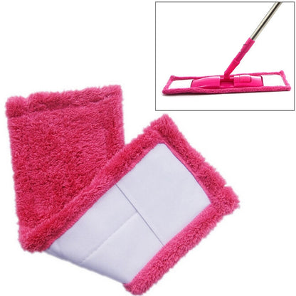 ELECTROPRIME Coral Flannel Head  Padded Flat Replacement Household Company Cleaning Mop Cloth Rag(Red)