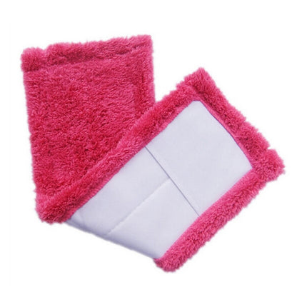 ELECTROPRIME Coral Flannel Head  Padded Flat Replacement Household Company Cleaning Mop Cloth Rag(Red)