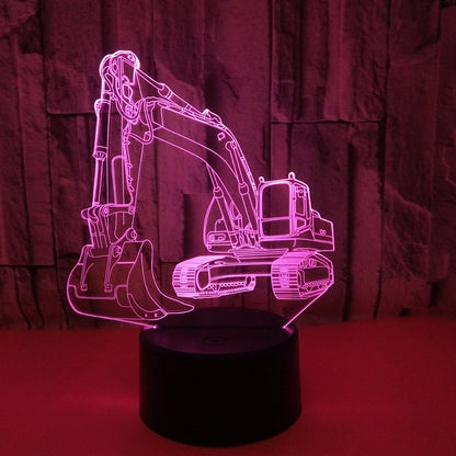 ELECTROPRIME 3W Excavator 3D Light Colorful Touch Control Light Creative Small Table Lamp with Black Base, Style:Touch Switch + Remote Control
