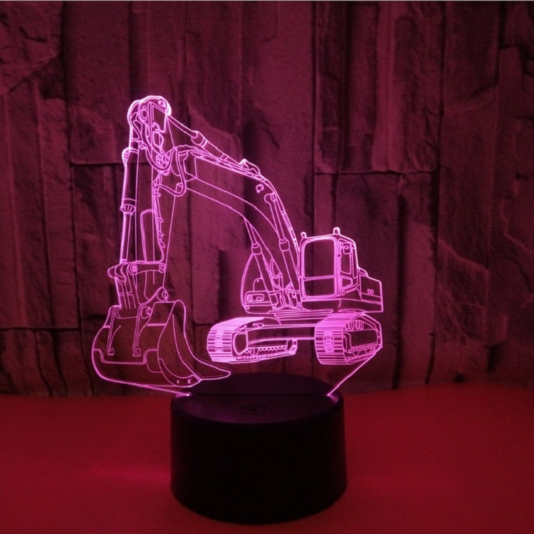 ELECTROPRIME 3W Excavator 3D Light Colorful Touch Control Light Creative Small Table Lamp with Black Base, Style:Touch Switch + Remote Control