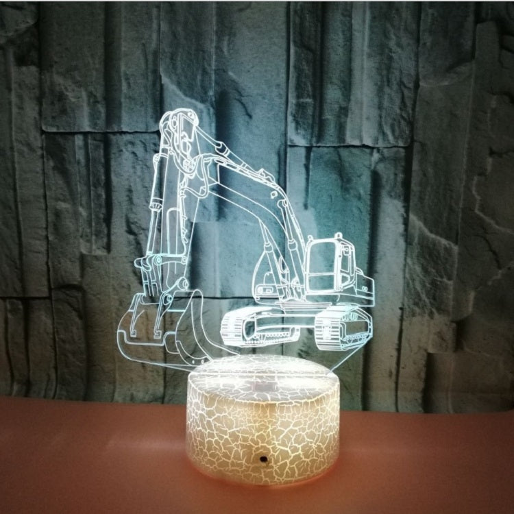 ELECTROPRIME 3W Excavator 3D Light Colorful Touch Control Light Creative Small Table Lamp with Black Base, Style:Touch Switch + Remote Control