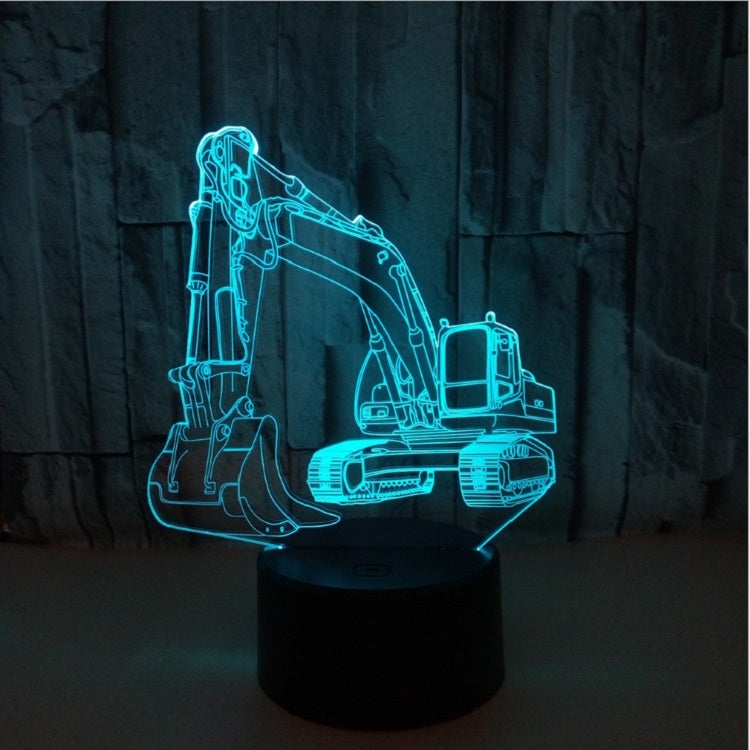 ELECTROPRIME 3W Excavator 3D Light Colorful Touch Control Light Creative Small Table Lamp with Black Base, Style:Touch Switch + Remote Control