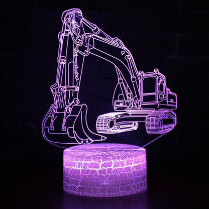 ELECTROPRIME 3W Excavator 3D Light Colorful Touch Control Light Creative Small Table Lamp with Crack Base, Style:Touch Switch