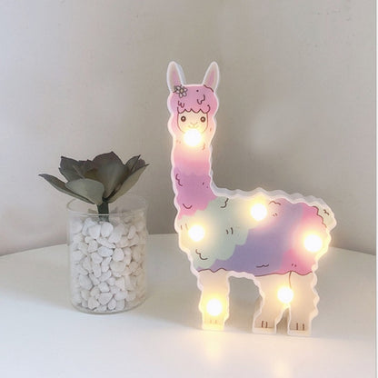 ELECTROPRIME LED Painted Lantern Alpaca Night Light Holiday Decoration Room Posing Style Light(Pink)
