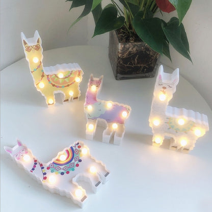 ELECTROPRIME LED Painted Lantern Alpaca Night Light Holiday Decoration Room Posing Style Light(Pink)