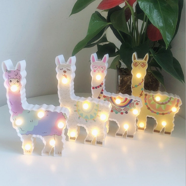 ELECTROPRIME LED Painted Lantern Alpaca Night Light Holiday Decoration Room Posing Style Light(White)