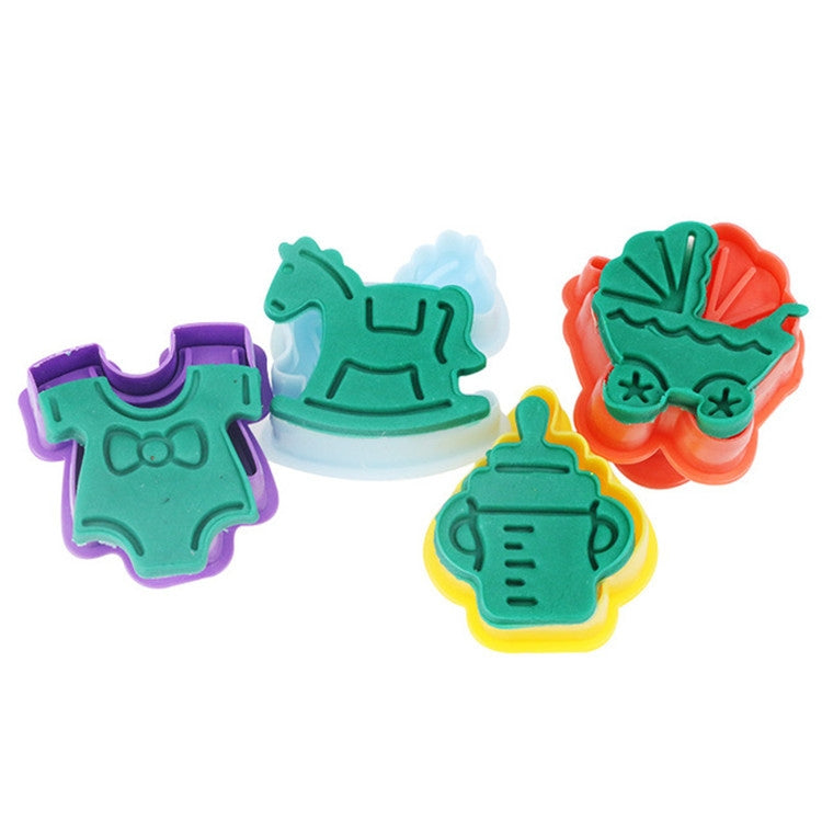 ELECTROPRIME 4 in 1 3D Baby Series Biscuit Mold Fondant Pressing Tools, Random Color Delivery