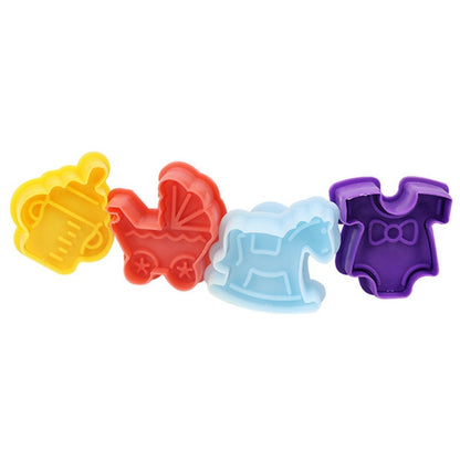 ELECTROPRIME 4 in 1 3D Baby Series Biscuit Mold Fondant Pressing Tools, Random Color Delivery