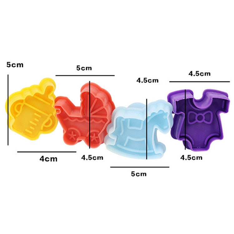 ELECTROPRIME 4 in 1 3D Baby Series Biscuit Mold Fondant Pressing Tools, Random Color Delivery