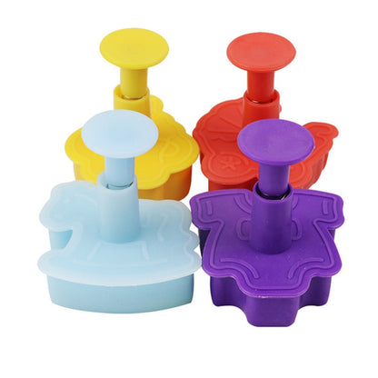 ELECTROPRIME 4 in 1 3D Baby Series Biscuit Mold Fondant Pressing Tools, Random Color Delivery