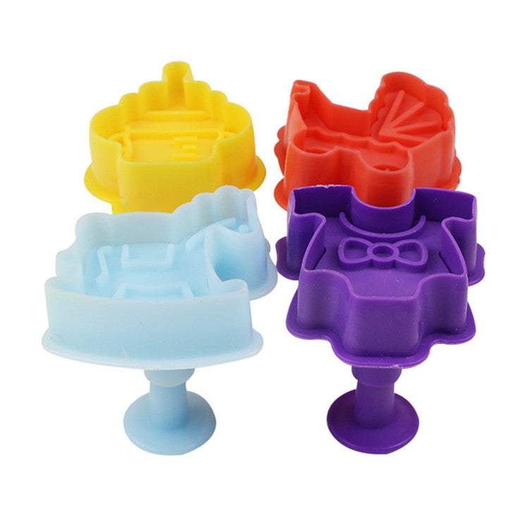 ELECTROPRIME 4 in 1 3D Baby Series Biscuit Mold Fondant Pressing Tools, Random Color Delivery