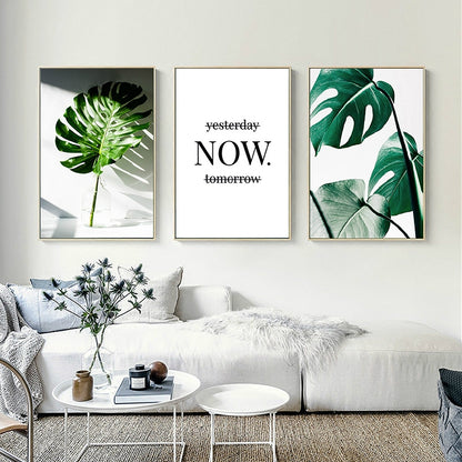 ELECTROPRIME Plant Leaf English Letter Art Posters Prints Art Wall Pictures without Frame, Size:15×20cm(Word)