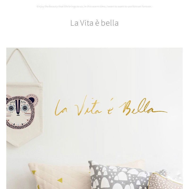 ELECTROPRIME Italian Beautiful Life Decorative Wall Stickers, Size:55x11cm(Gold)