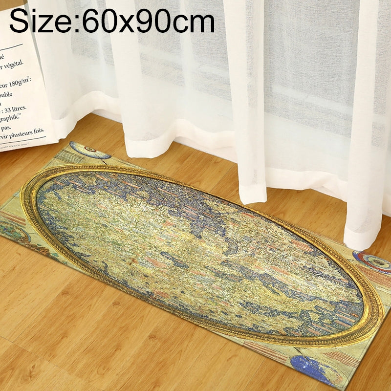 ELECTROPRIME World Map Carpets Rug Bedroom Kids Baby Play Crawling Mat Memory Foam Area Rugs Carpet, Size:60x90cm(Gold Trim)