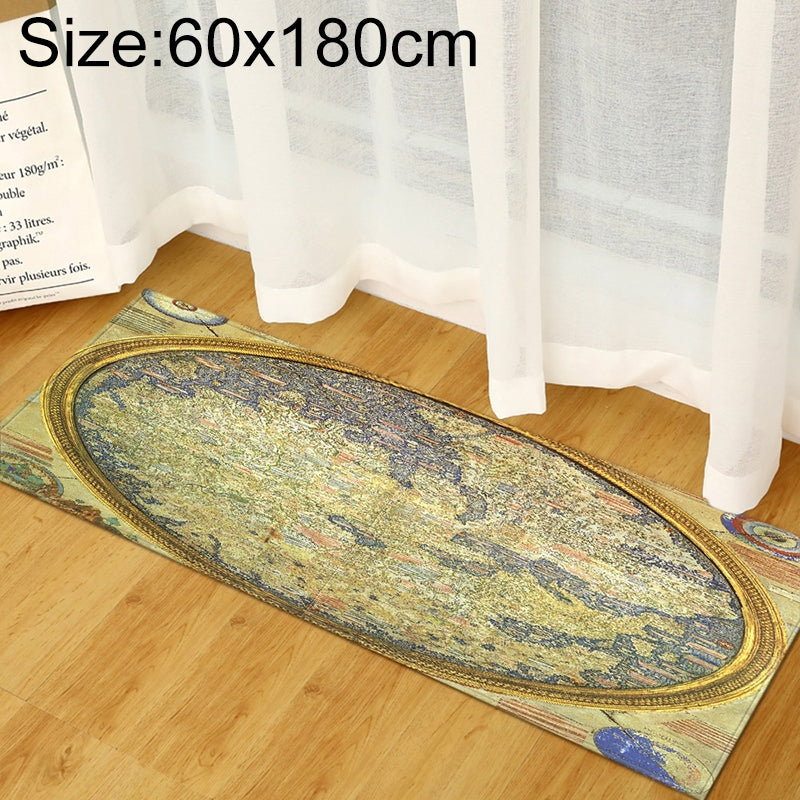 ELECTROPRIME World Map Carpets Rug Bedroom Kids Baby Play Crawling Mat Memory Foam Area Rugs Carpet, Size:60x180cm(Gold Trim)