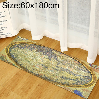 ELECTROPRIME World Map Carpets Rug Bedroom Kids Baby Play Crawling Mat Memory Foam Area Rugs Carpet, Size:60x180cm(Gold Trim)